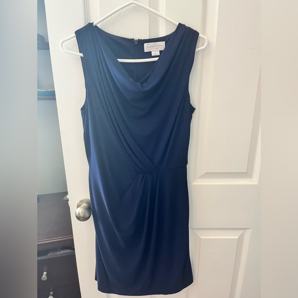 Jessica Simpson Navy Sleeveless Cowl Midi Dress